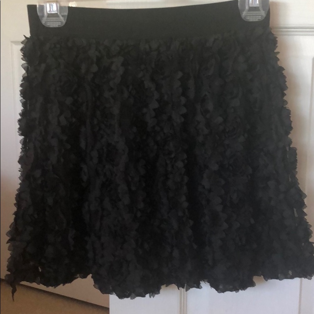 Black Flower Ruffle Skirt